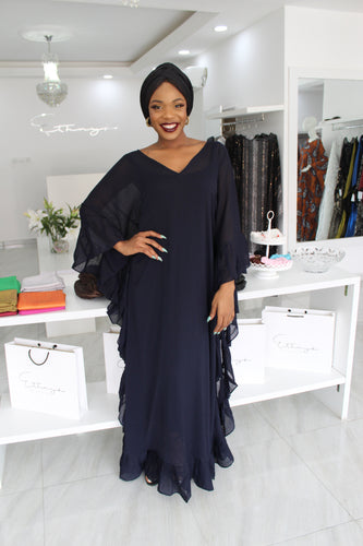 Ebun  V Neck Navy Kaftan