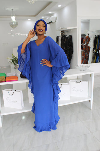 Ebun V Cut Royal Blue Kaftan ~