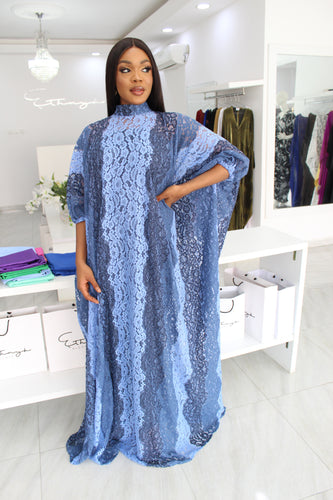 1 Eniyii Lace Blue Gradient Kaftan