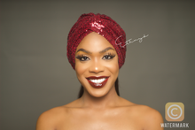 Burgundy Sequin Turban