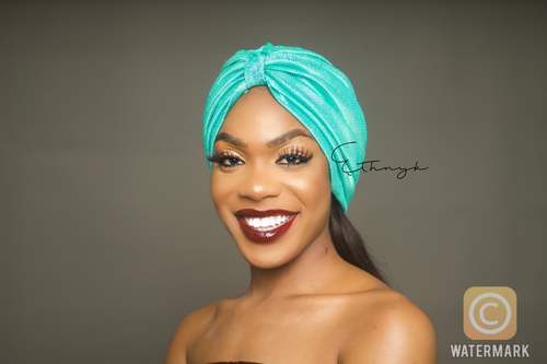 Peju Mint Metallic Turban